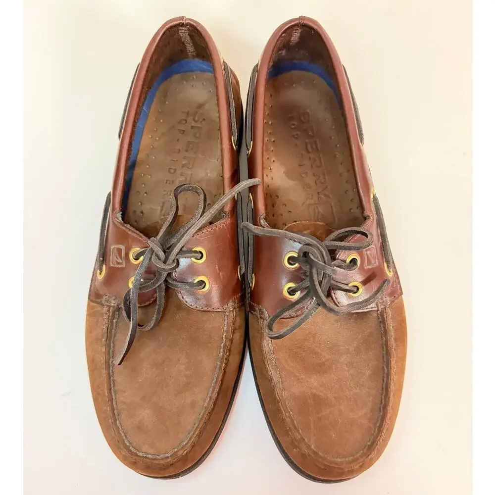 Sperry Top-Sider Men's Authentic Original 2Eye Boat Shoes Brown Suede/Leather 9M